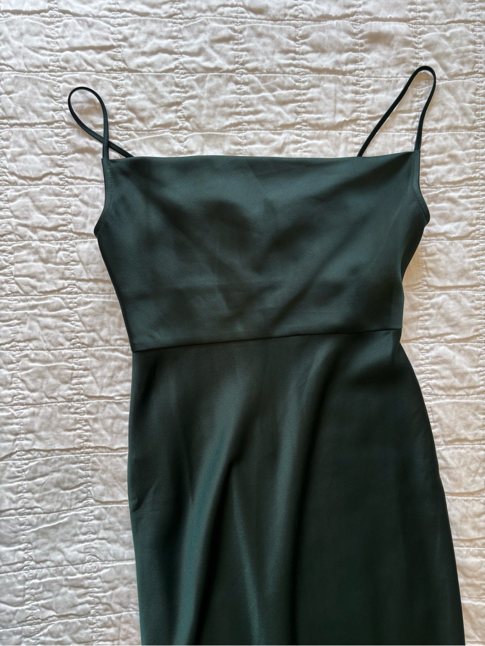 BHLDN Dark Green Strapless Slip Dress